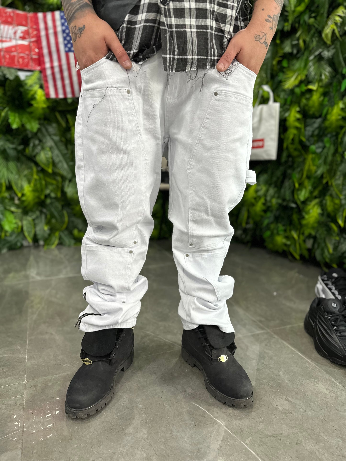 Denim White Zip Adrexx