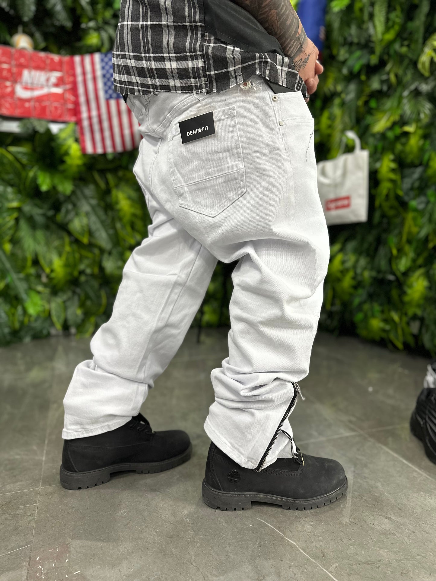 Denim White Zip Adrexx