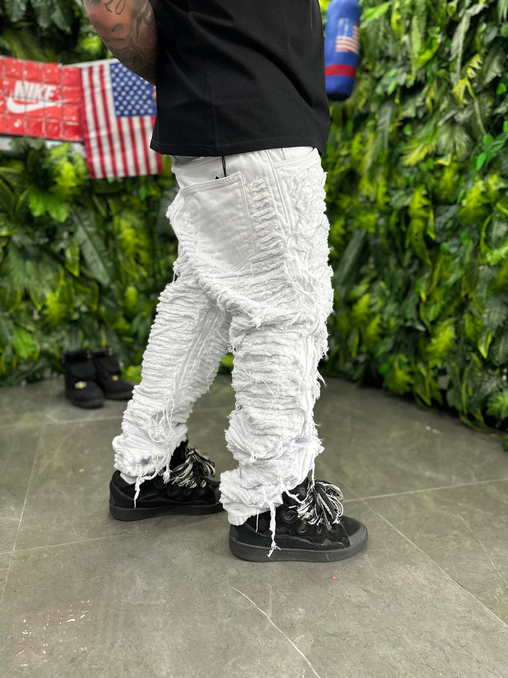 Denim Destroyed White