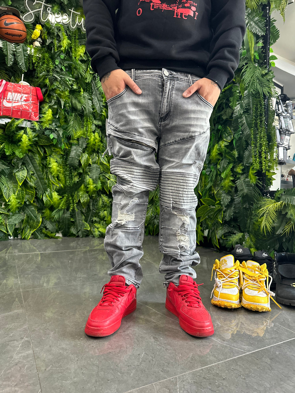 Denim Byker Grey One Zip