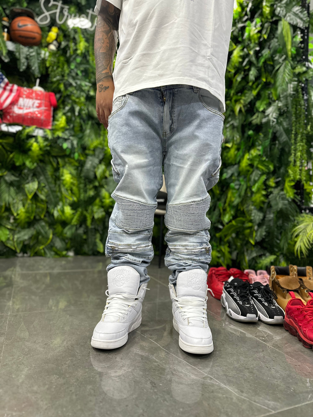 Denim Byker Chiaro Zip