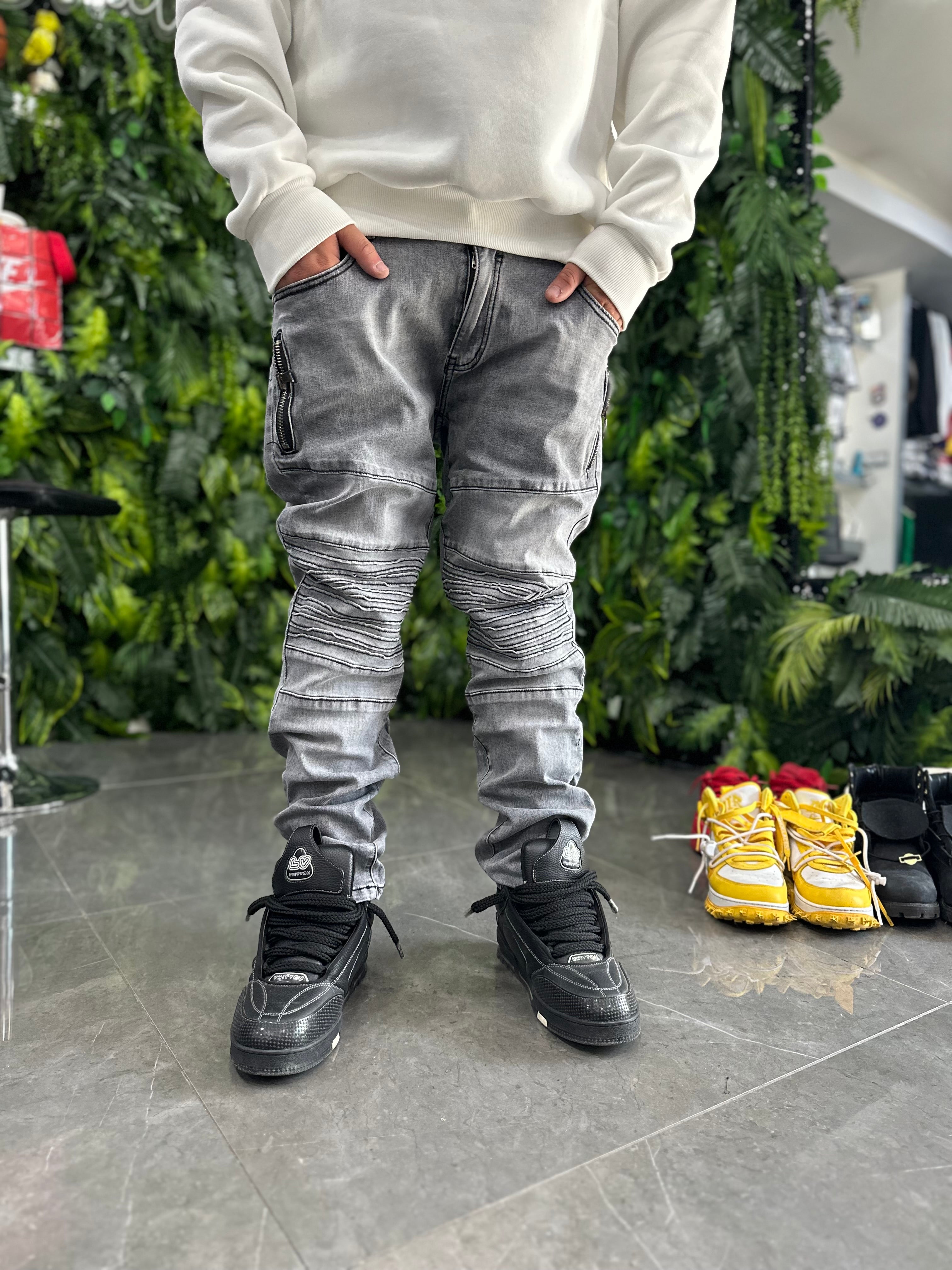 Denim Byker Grey DoubleZip