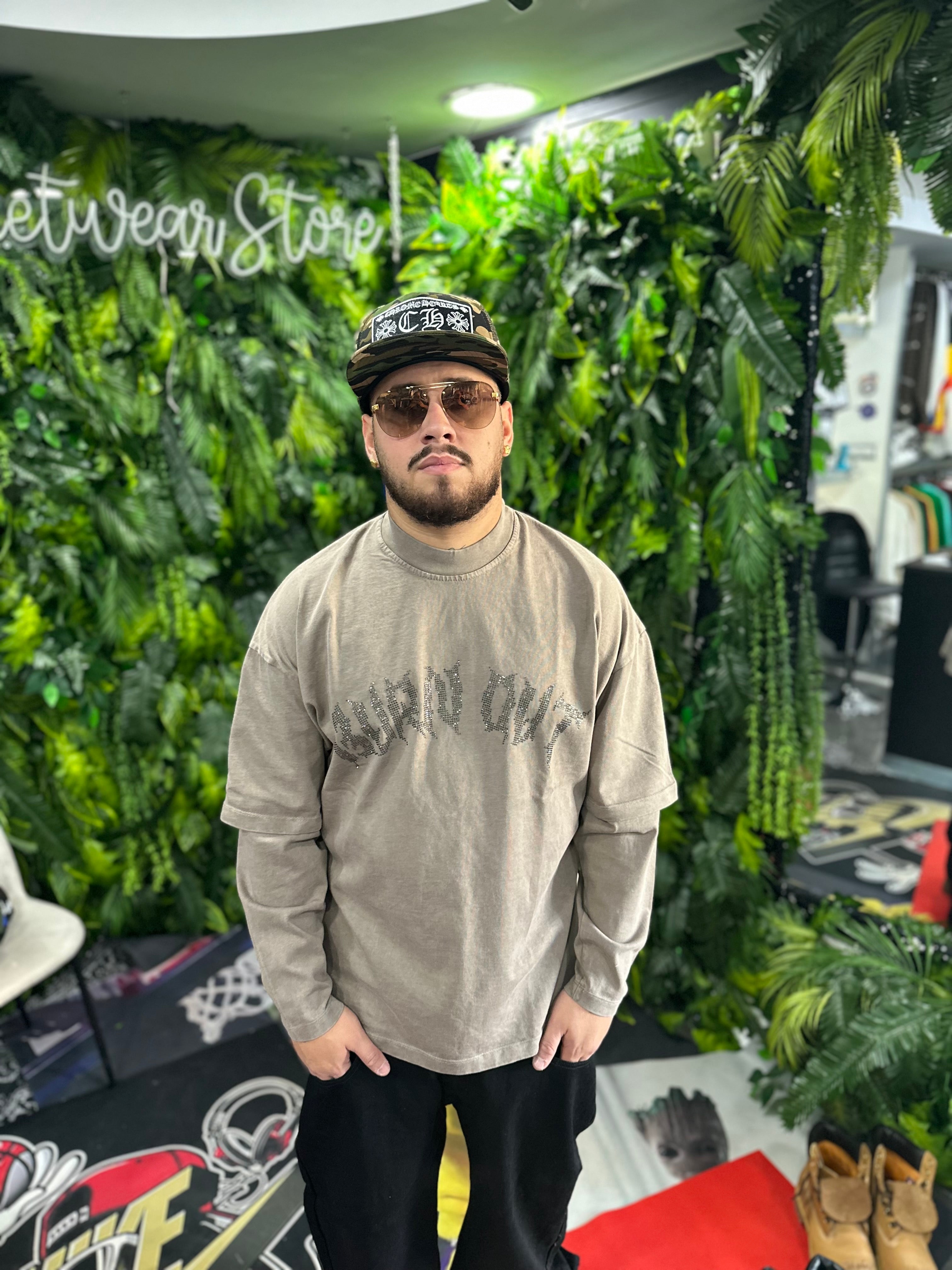 Shirt LongSleeve Burn Out Diamokd Brown BUNKER