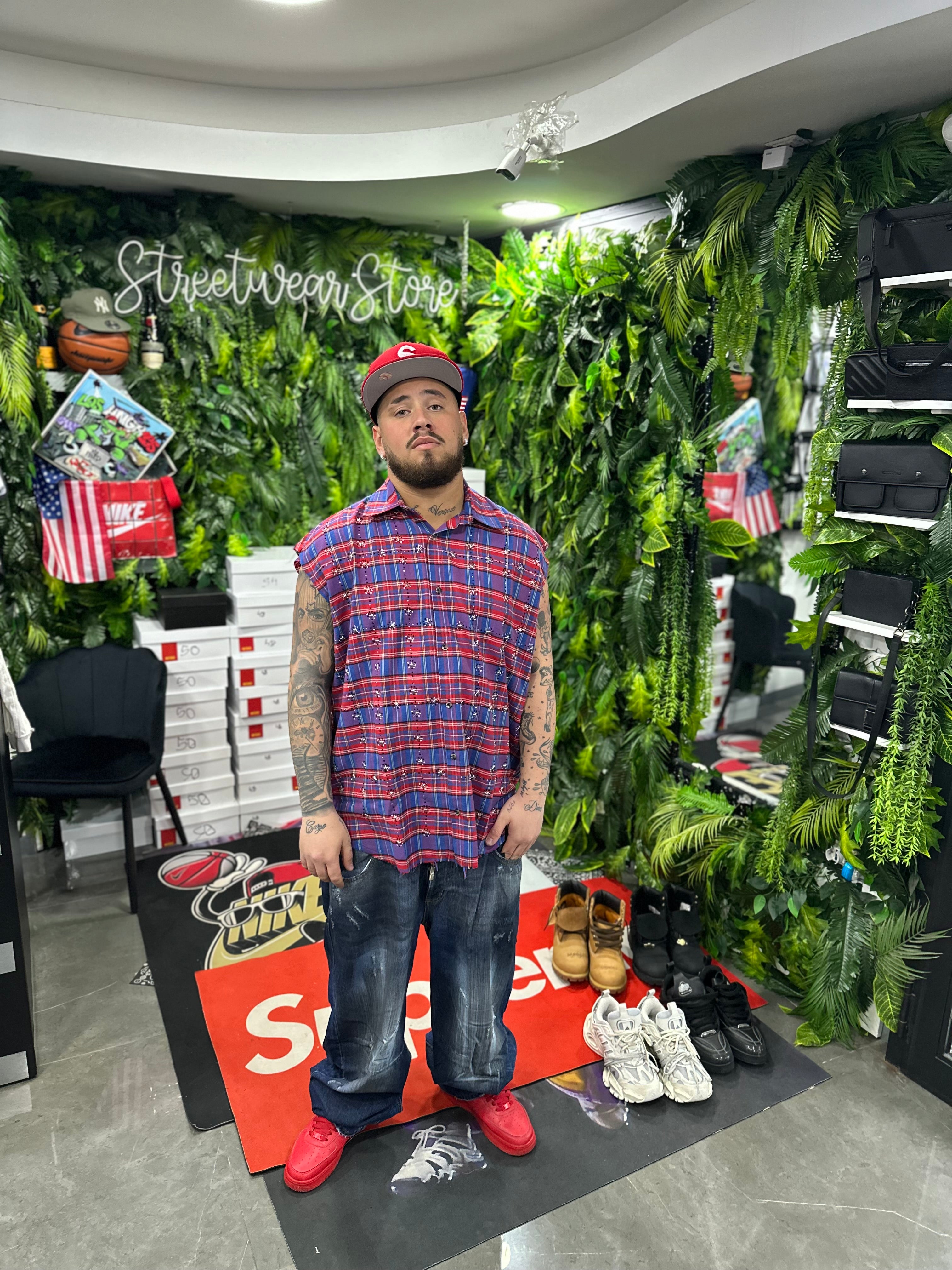 Camicia Giromanica Crystal RedBlue MNML