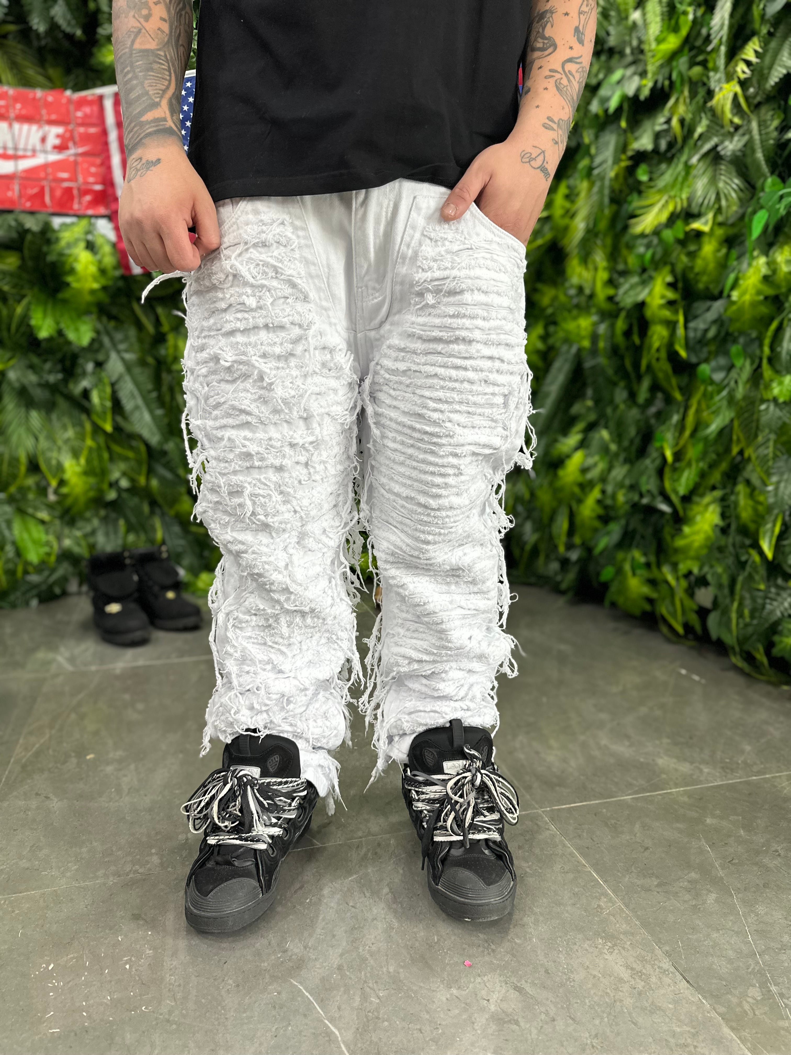 Denim Destroyed White