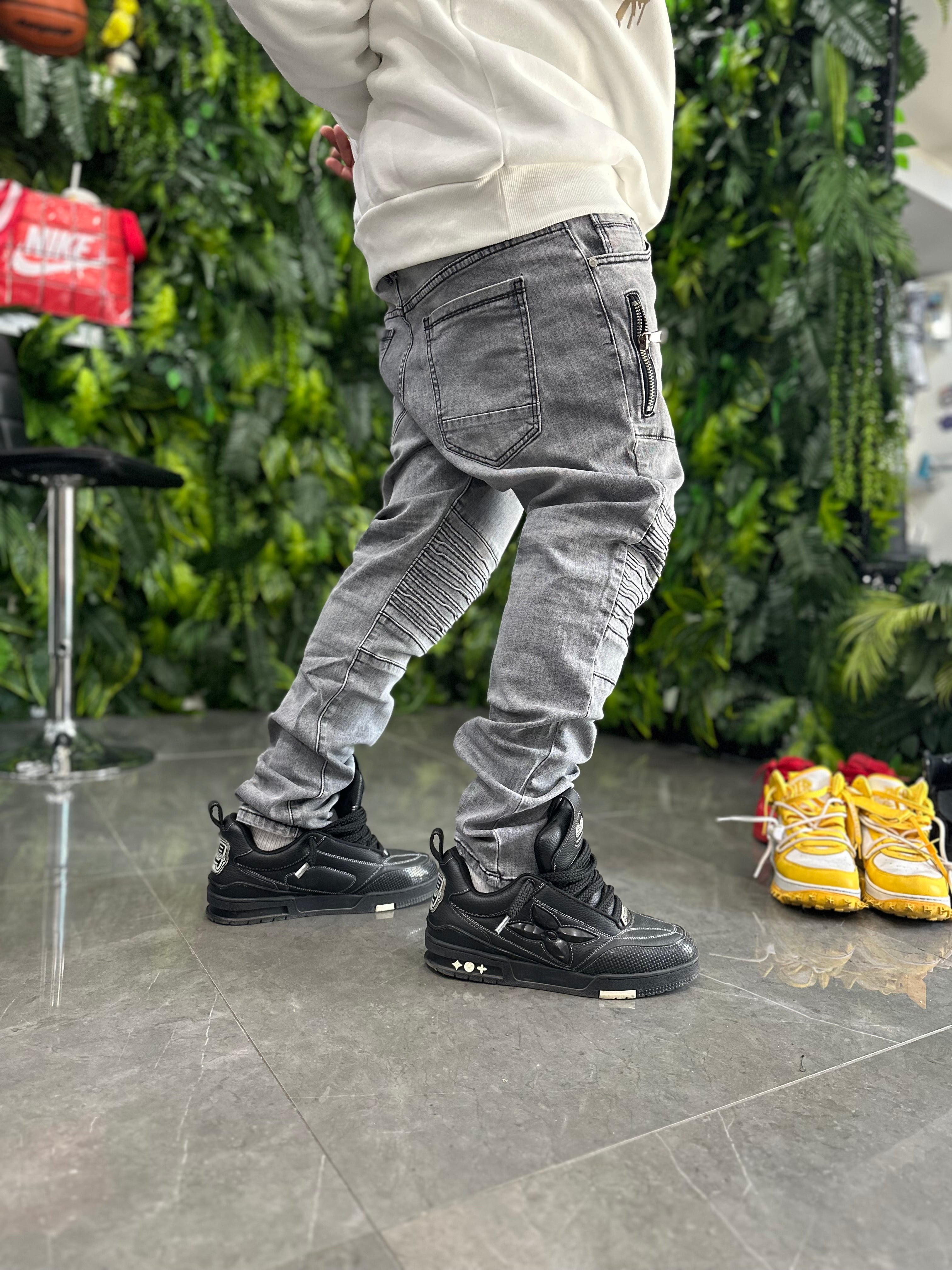 Denim Byker Grey DoubleZip