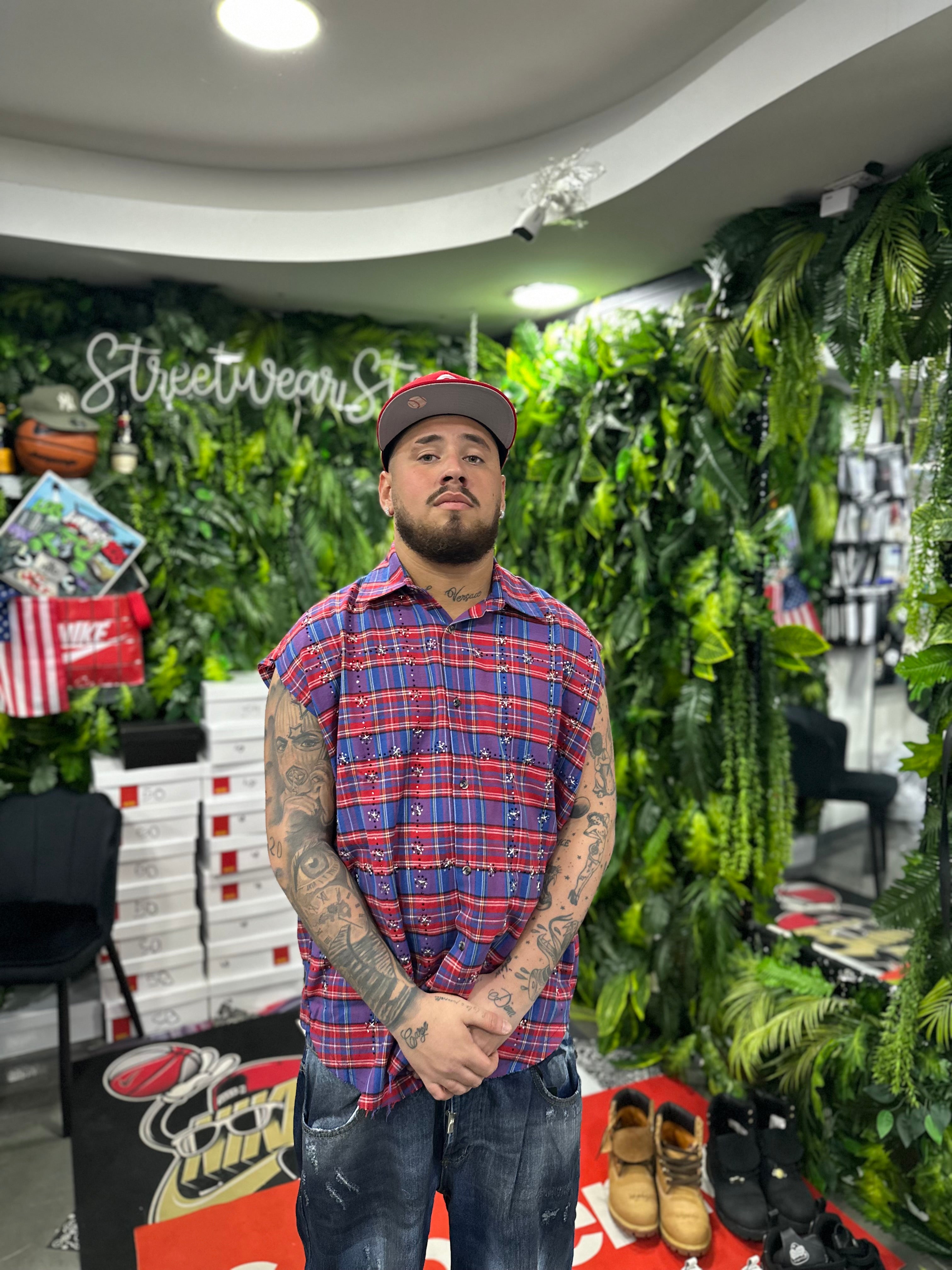 Camicia Giromanica Crystal RedBlue MNML