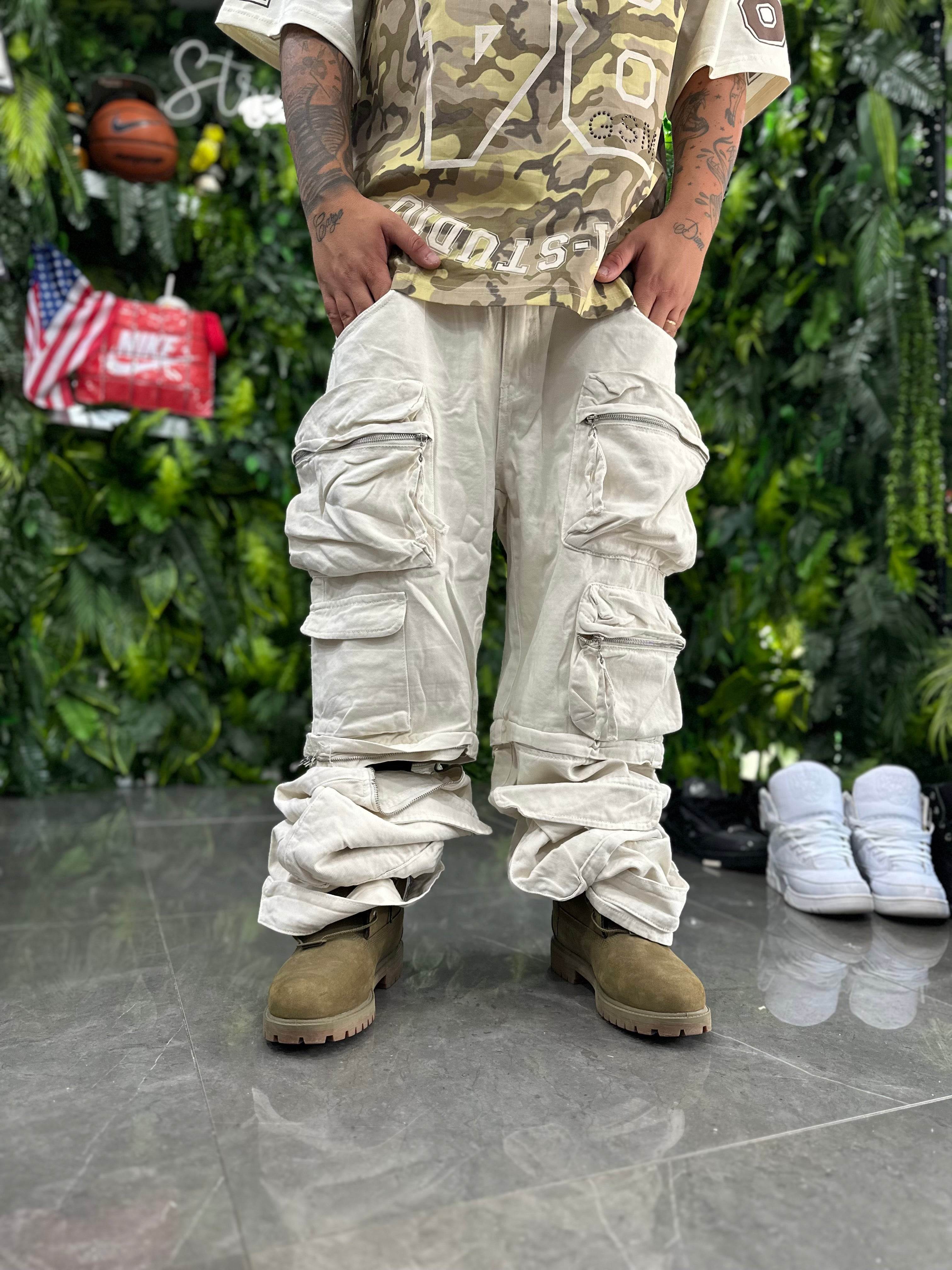 Denim Cargo+Shorts White