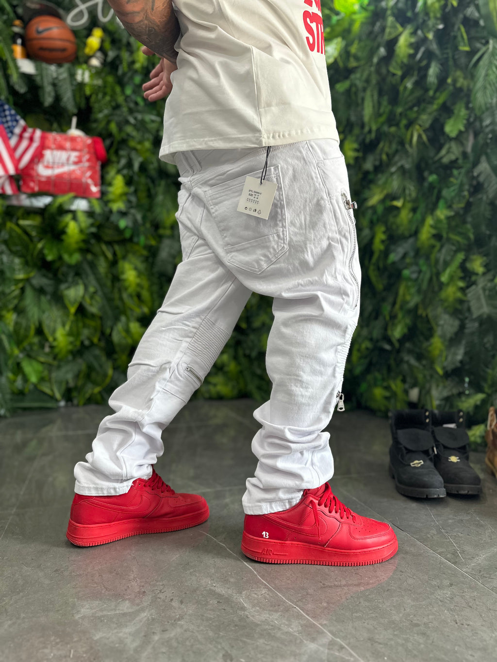 Denim Byker White Zip