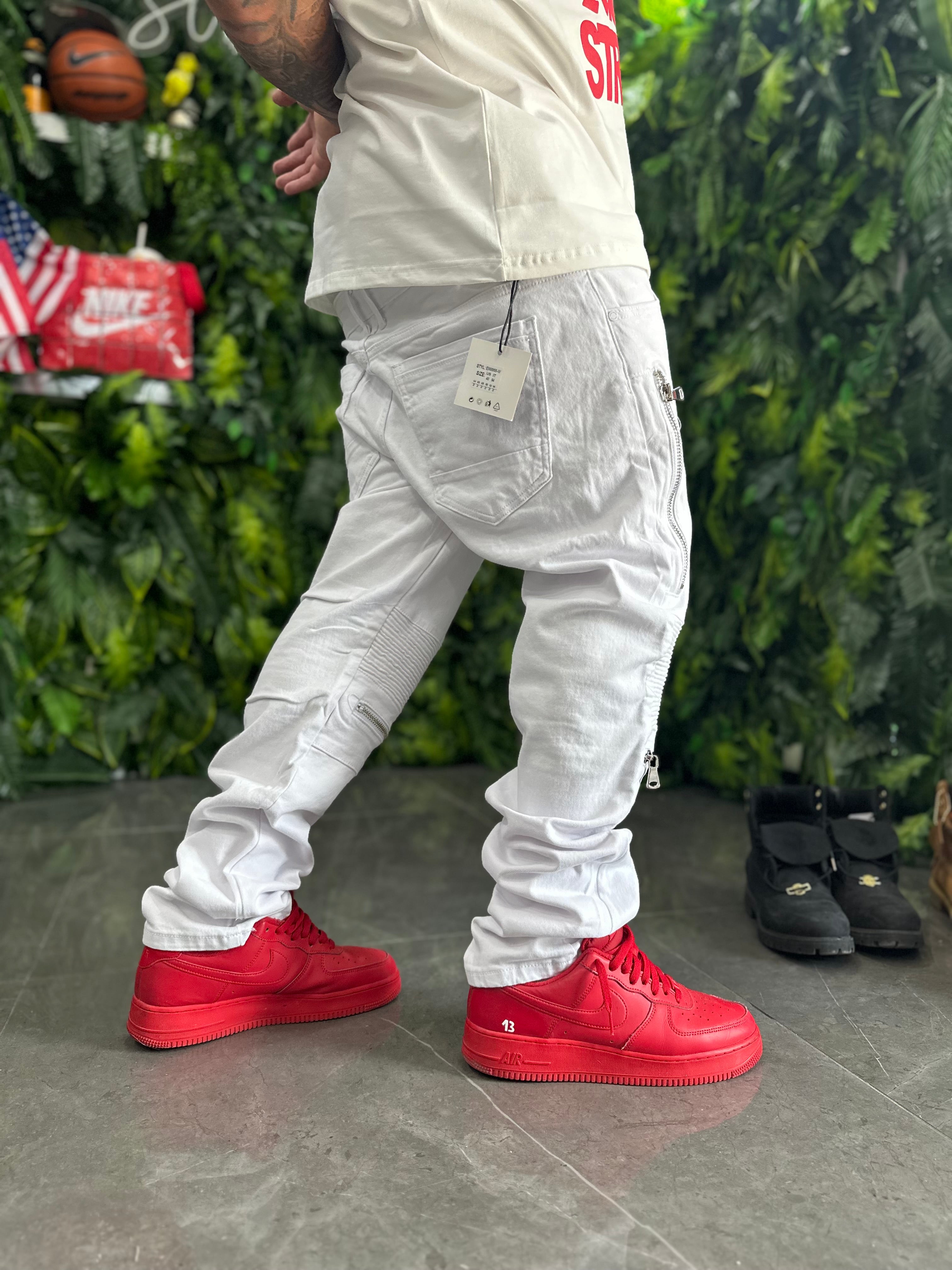 Denim Byker White Zip