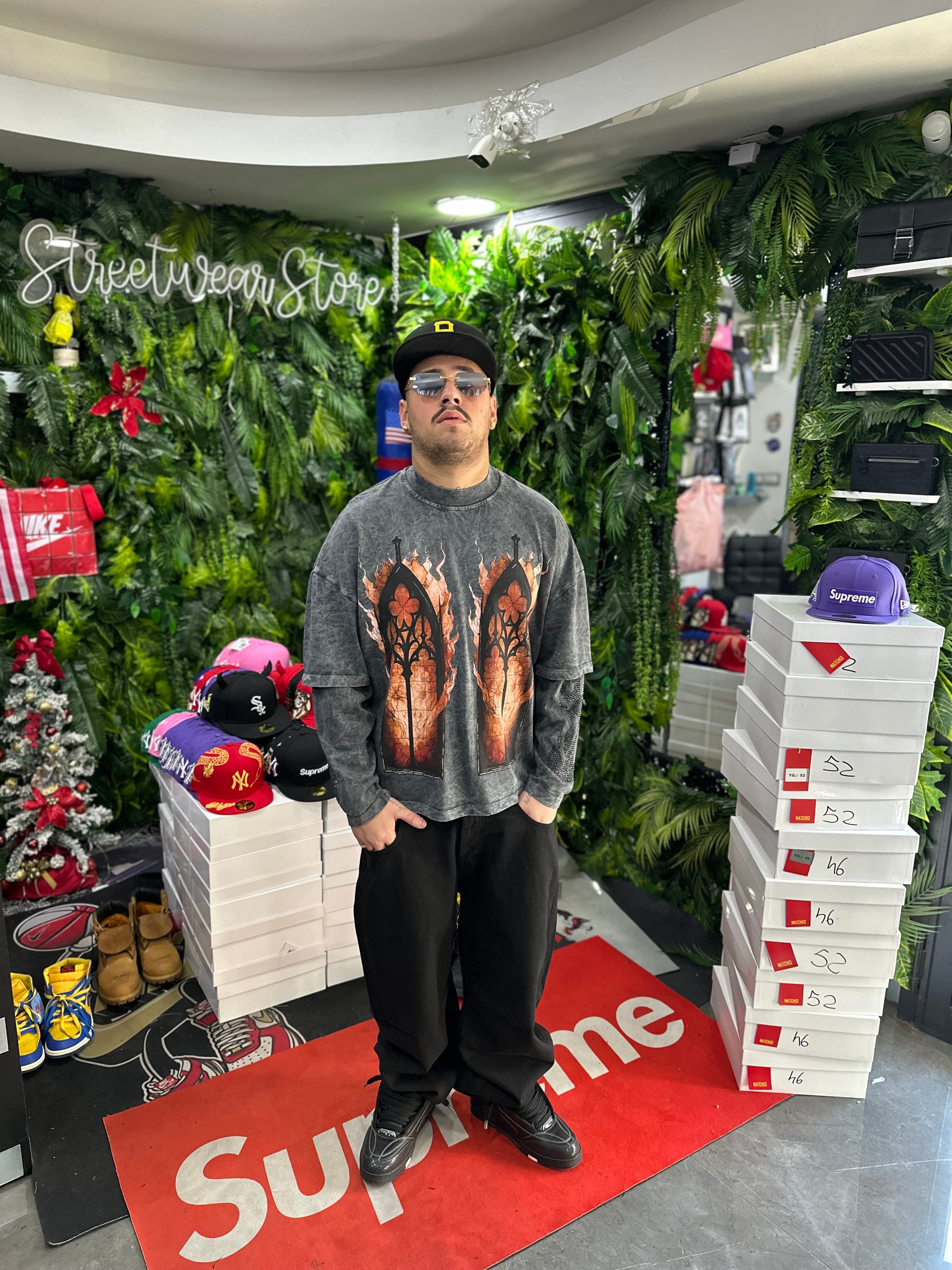 Shirt Longsleeve Grey Flames BUNKER