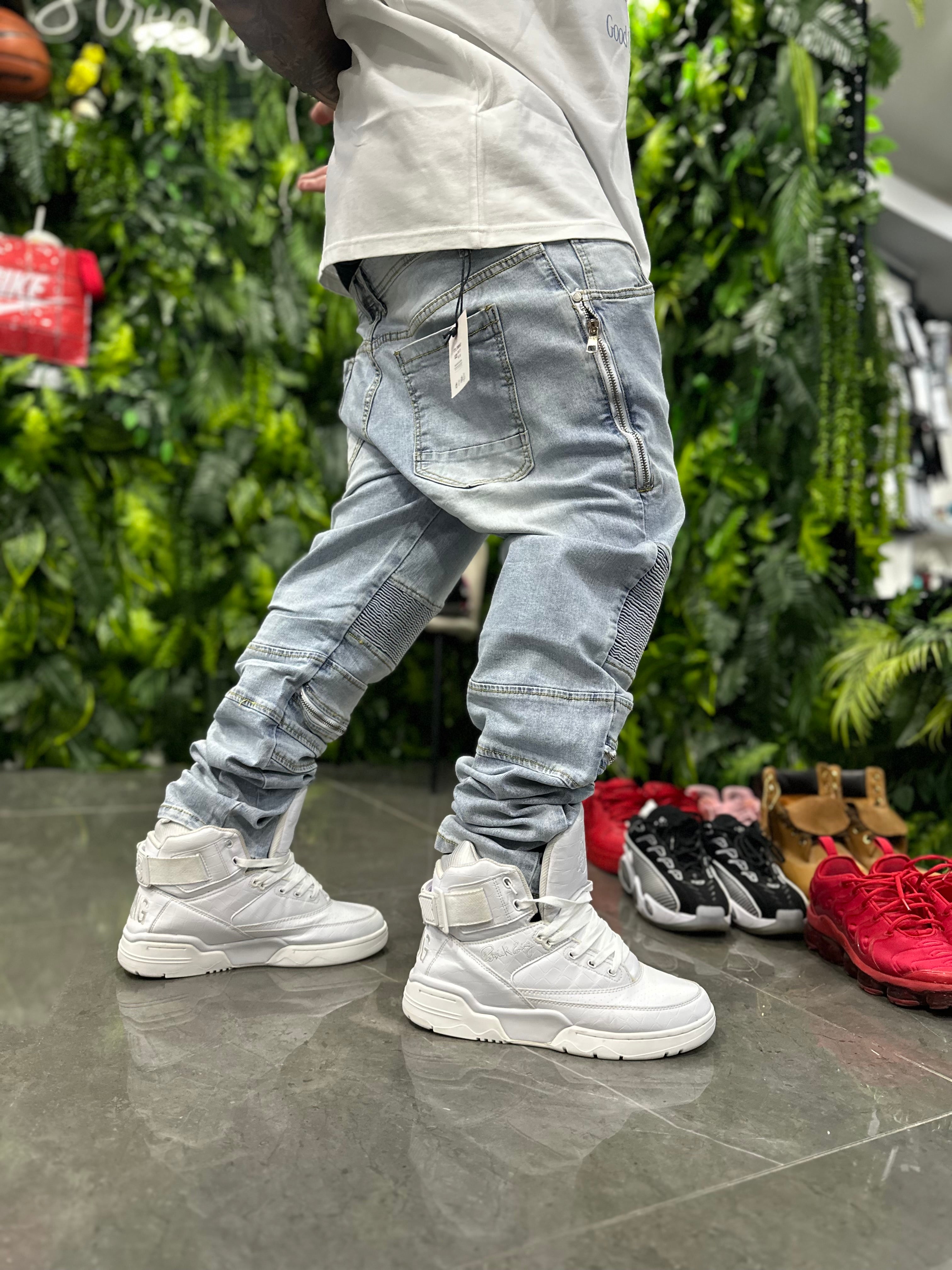 Denim Byker Chiaro Zip