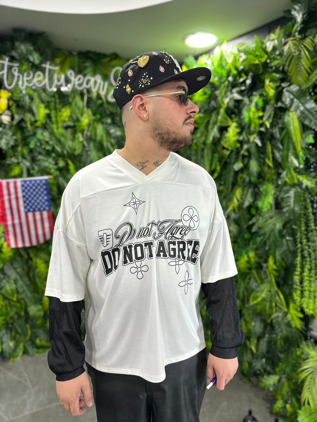 Shirt Long Sleeve White/Black DONOTAGREE