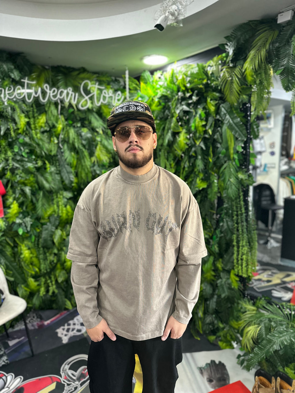 Shirt LongSleeve Burn Out Diamokd Brown BUNKER