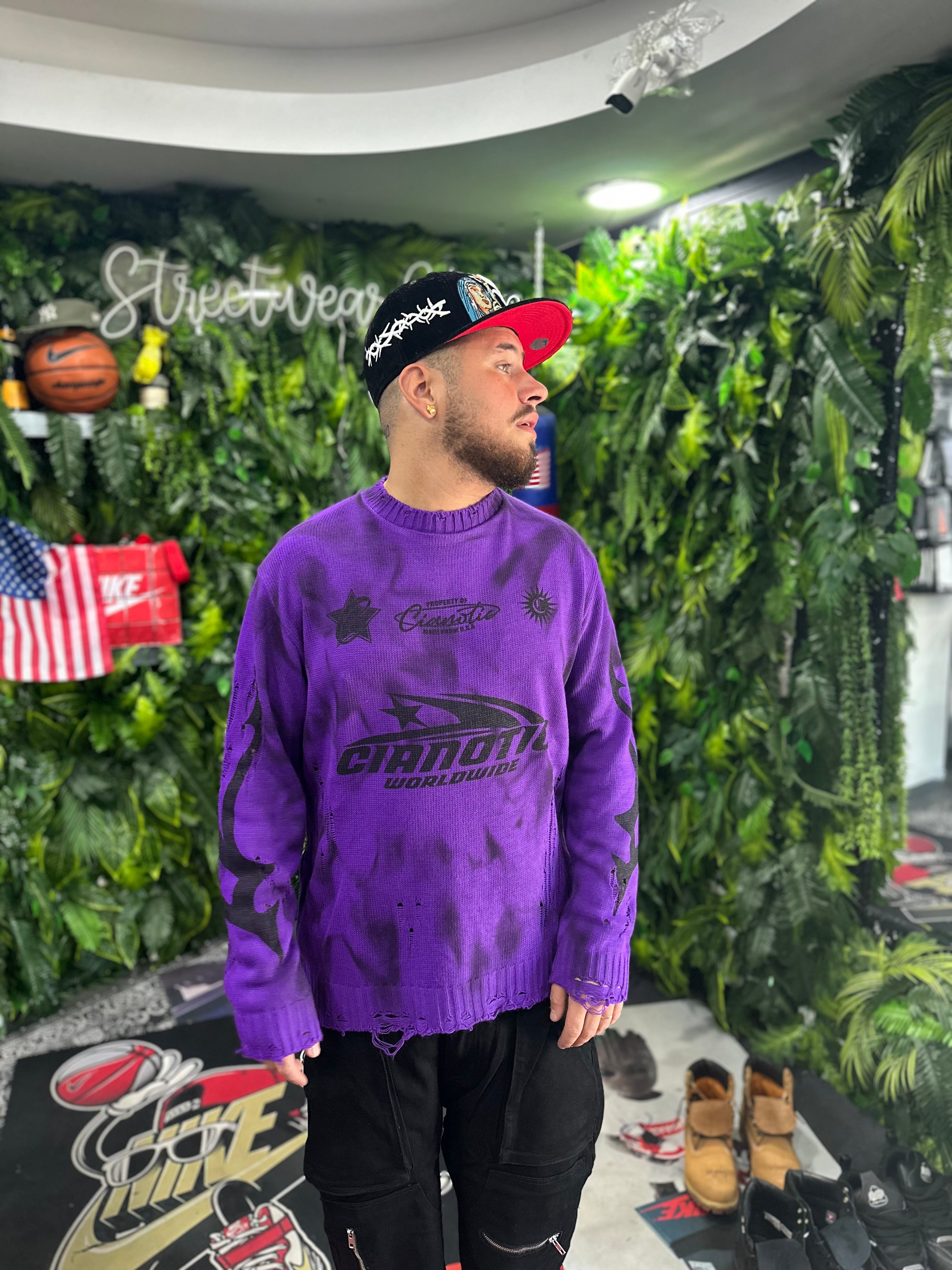 Maglione WorldWide Destroy Purple CIANOTIC