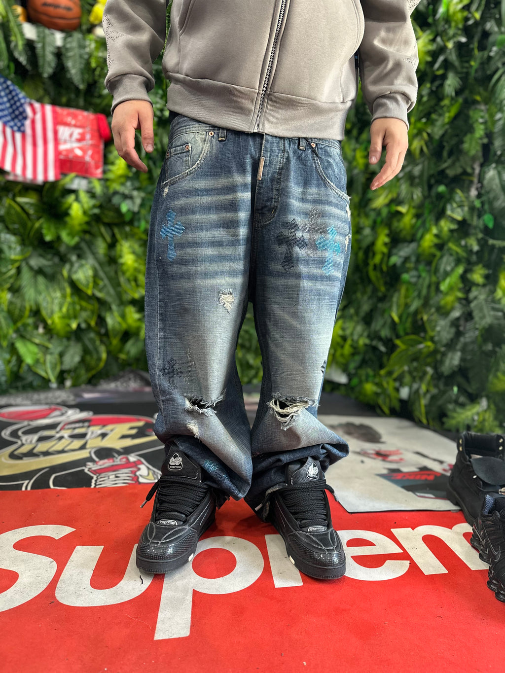 Denim Baggy Blue Croce Diamond CIANOTIC