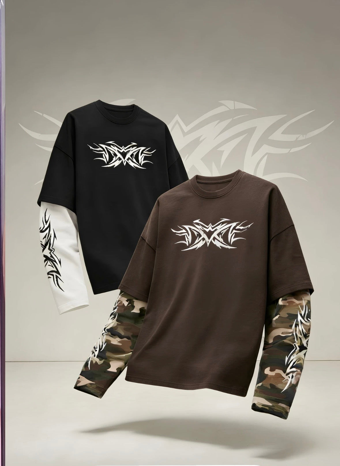 Shirt LongSleeve Tribal Brown MNML