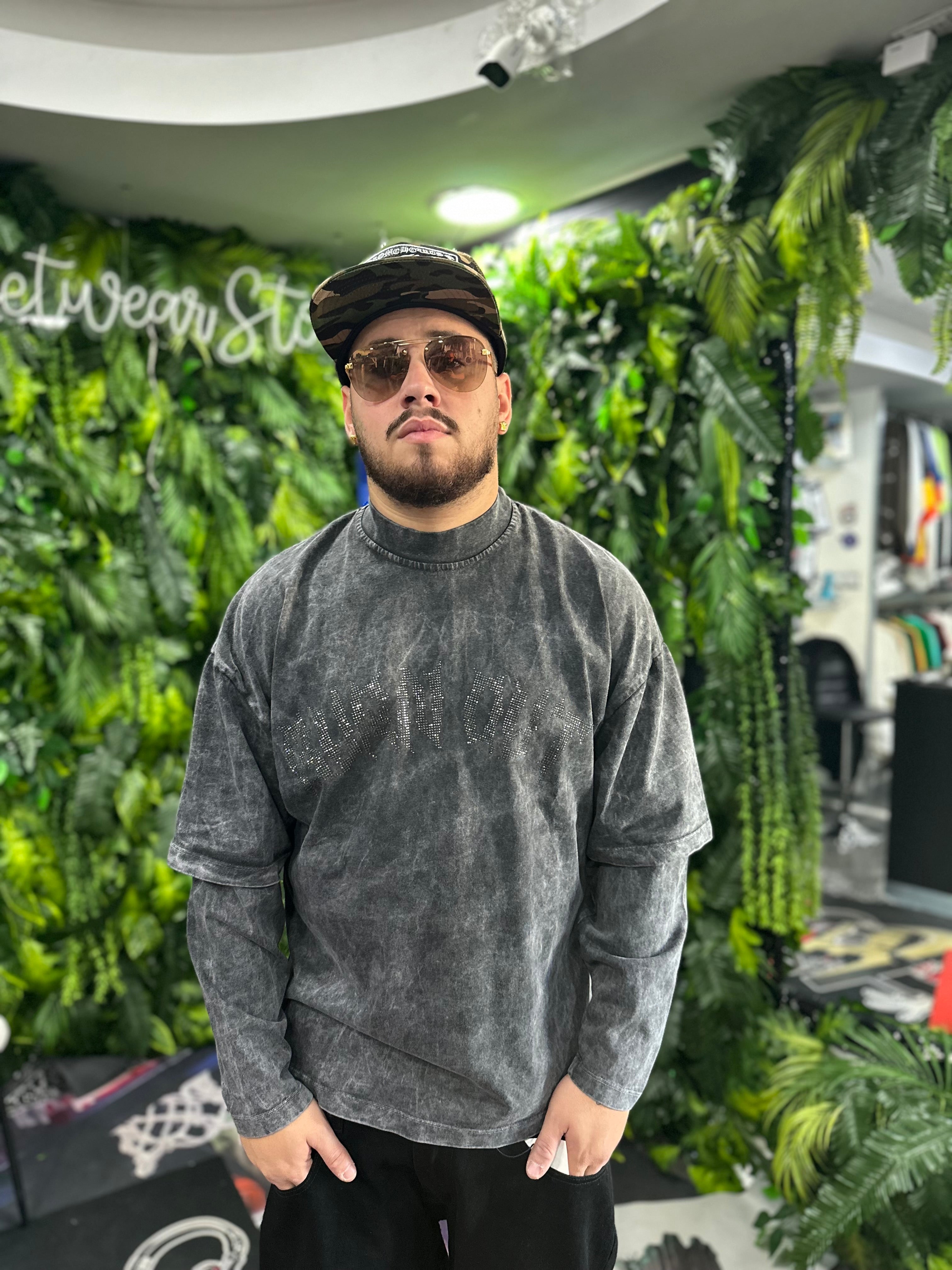 Shirt LongSleeve Burn Out Diamokd Grey BUNKER