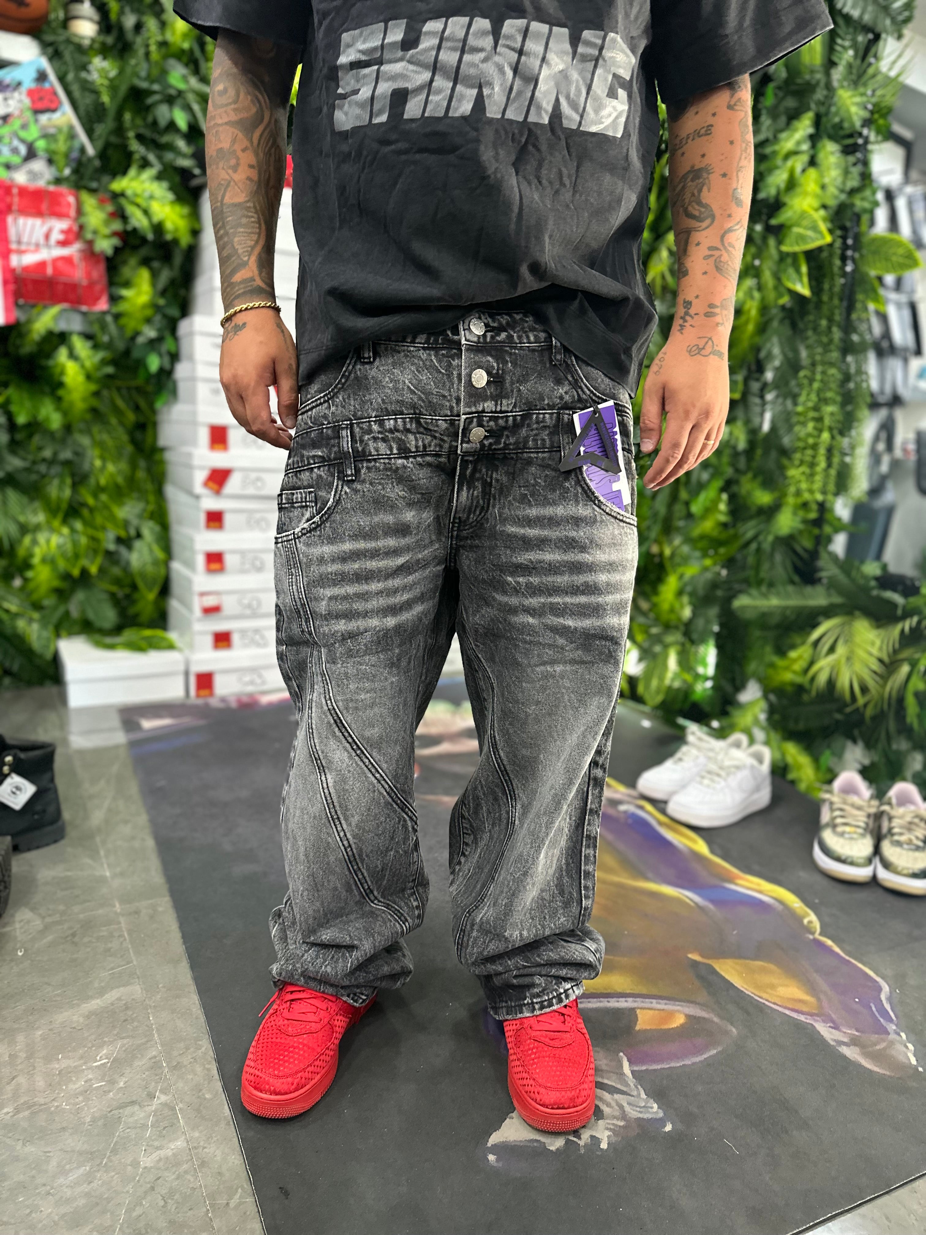 Denim Baggy Grey Triple Botton