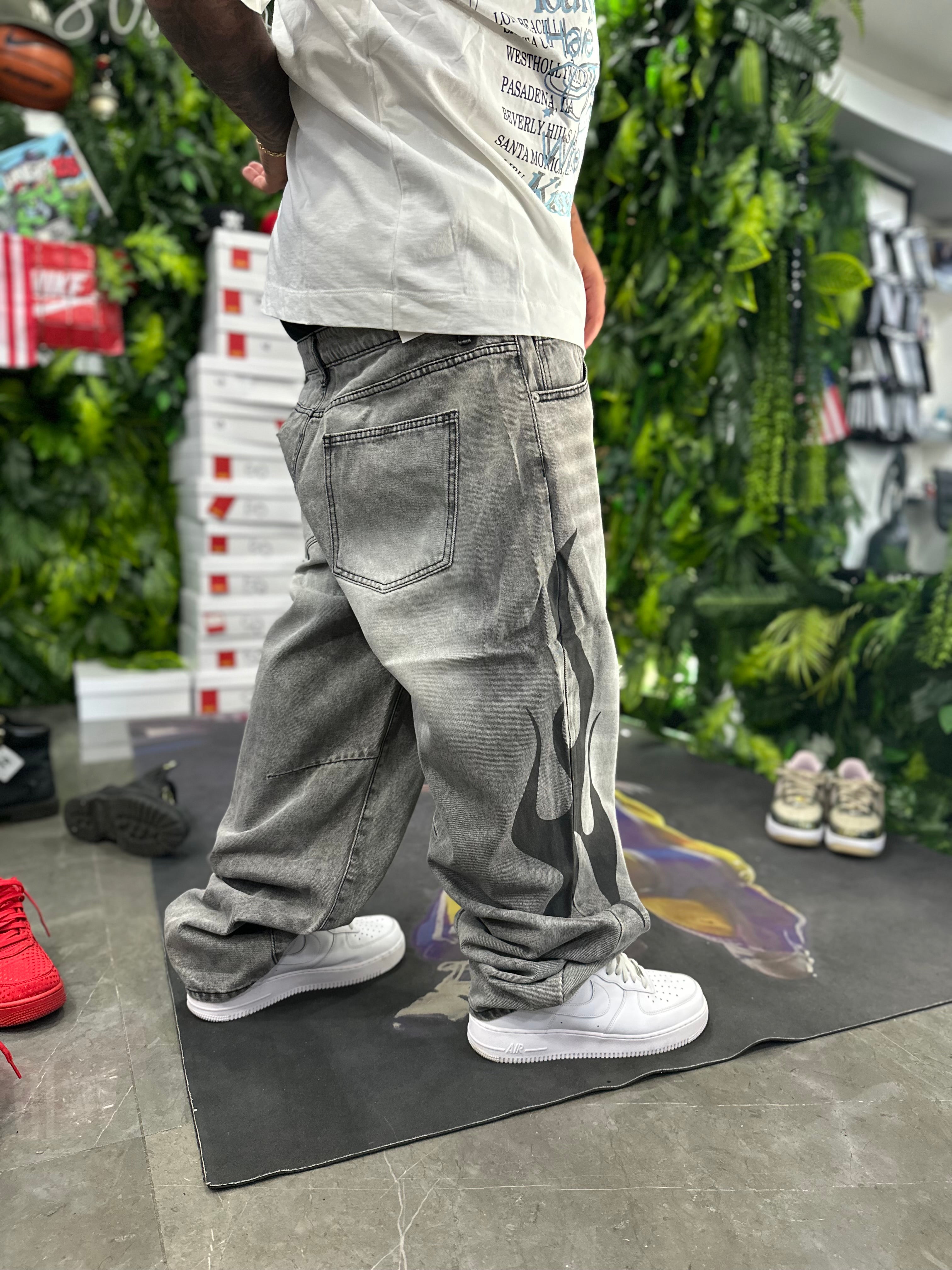Denim Grey Flames